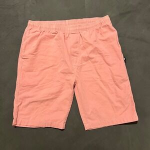 Stussy Mens Brushed Beach Cotton Shorts Size Large Pink Drawstring Casual